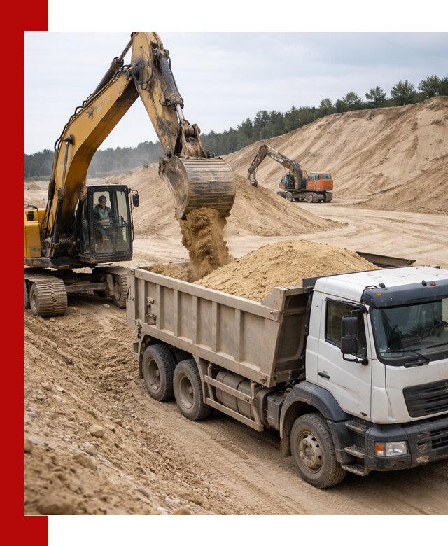 Доставка карьерного песка с самосвалами и разгрузкой в Чехове