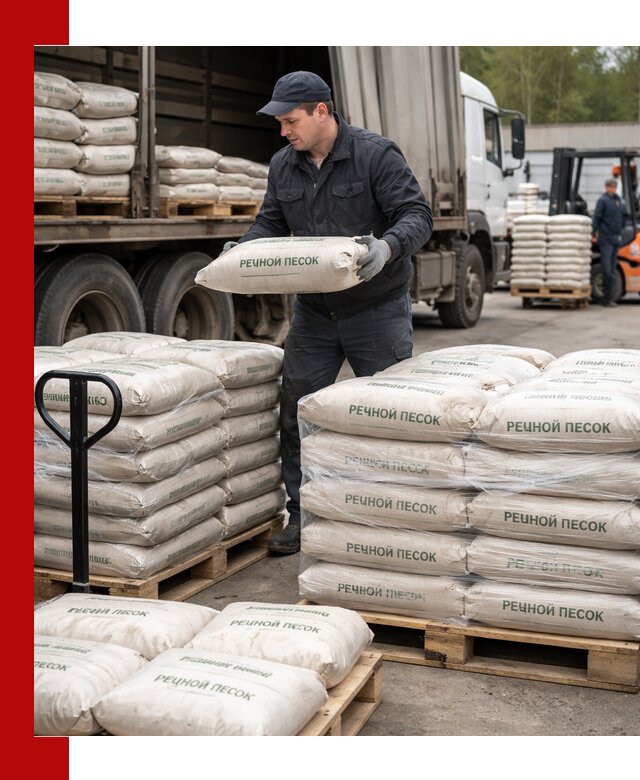 Речной песок в мешках с доставкой в Чехове