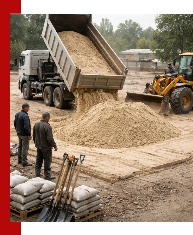 Доставка мытого песка в Чехове с самосвалами по выгодной цене