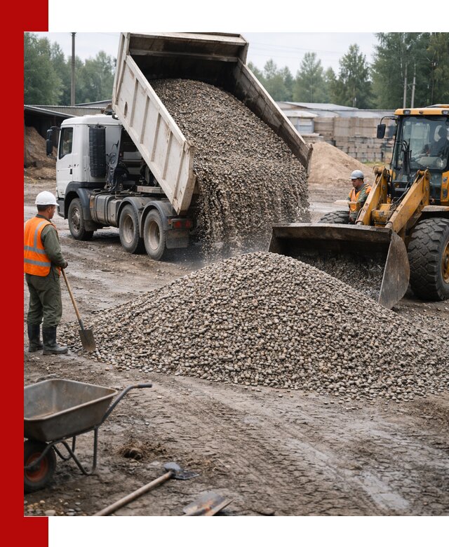 Мытый гравий с доставкой в Чехове от карьера до участка