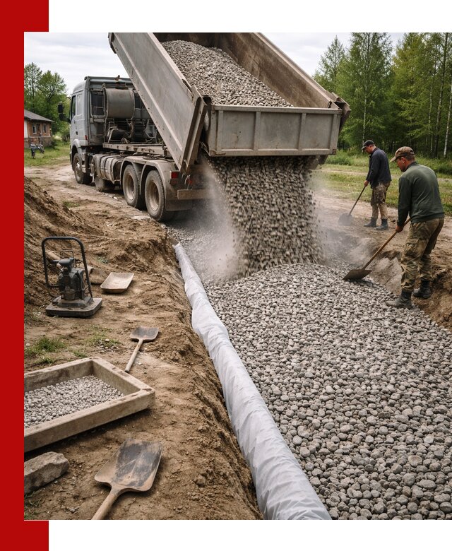 Гравий для дренажа с доставкой в Чехове качественный и недорогой