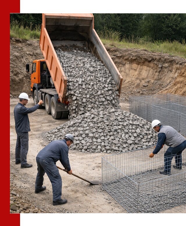 Камень для габионов с доставкой в Чехове быстро и надёжно