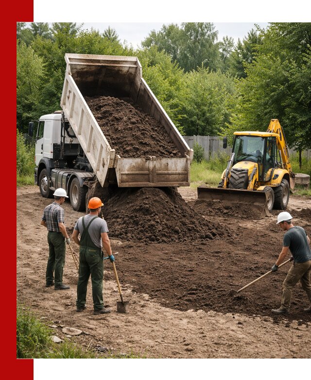 Доставка и укладка грунта для выравнивания участка в Чехове
