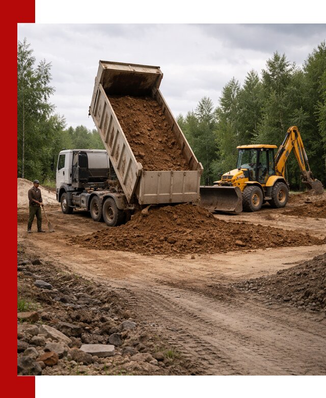 Доставка суглинка самосвалами в Чехове подсыпка и планировка