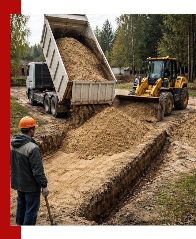 Доставка песчаного грунта в Чехове для строительных работ