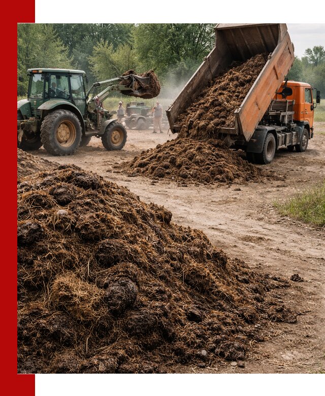 Доставка навоза самосвалами в Чехове для сельхозпотребностей