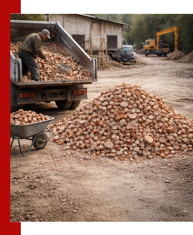 Доставка и подушка из боя кирпича с разгрузкой в Чехове