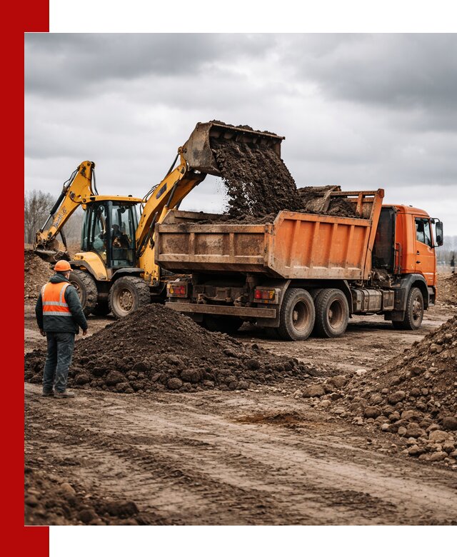 Вывоз грунта и строительного мусора в Чехове грузовыми самосвалами