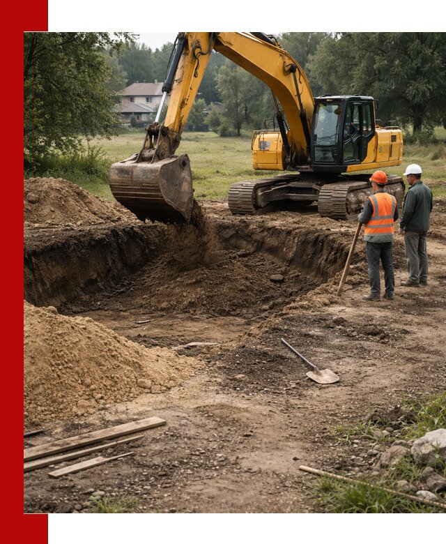 Рытье котлована под фундамент в Чехове (быстро и недорого)