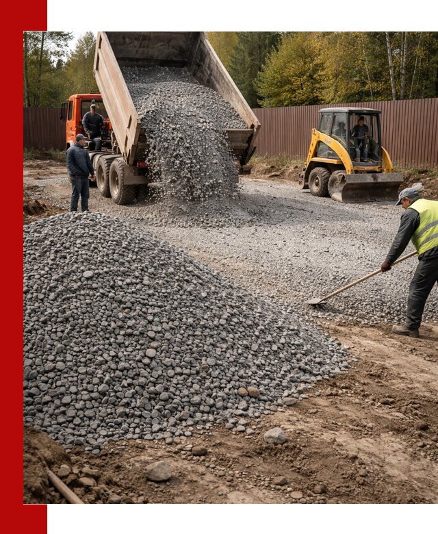 Отсыпка участка щебнем с доставкой и уплотнением в Чехове